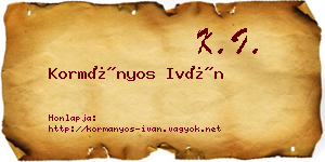 Kormányos Iván névjegykártya